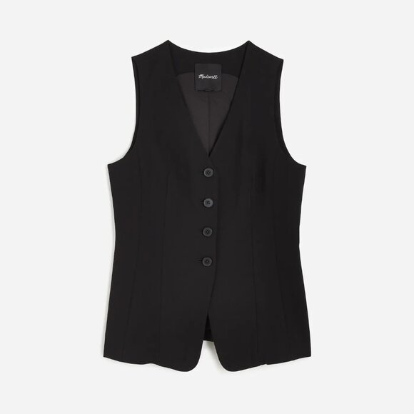 Madewell Cutaway Long Vest - NWT (4, Black) - Picture 4 of 12